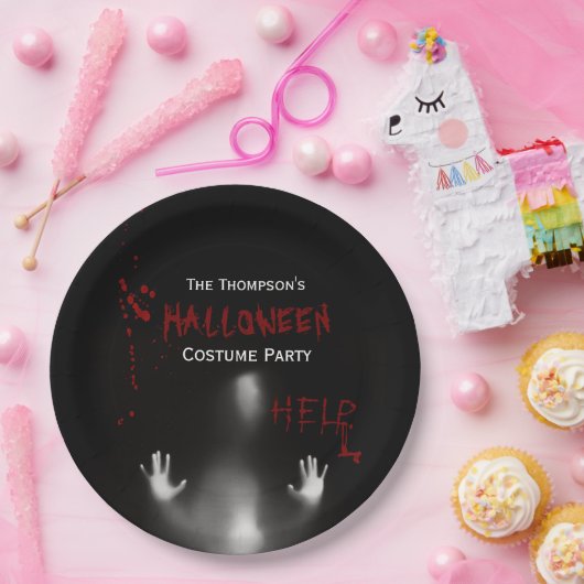 Beängstigend Bloody Halloween Costume Party Black Pappteller (Party)