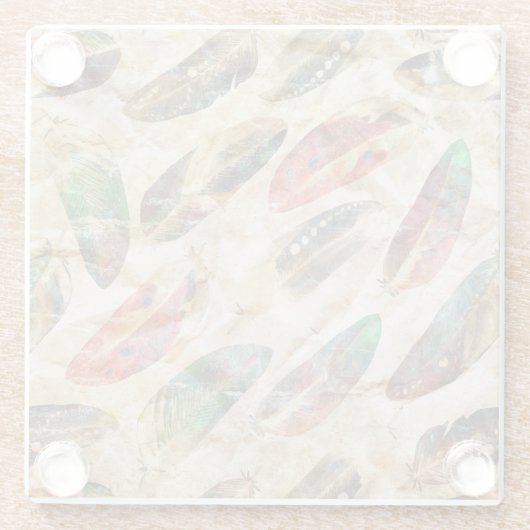 Beängstigend Boho Feathers Pattern Glasuntersetzer (Rückseite)