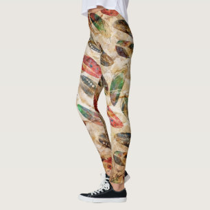 Beängstigend Boho Feathers Pattern Leggings