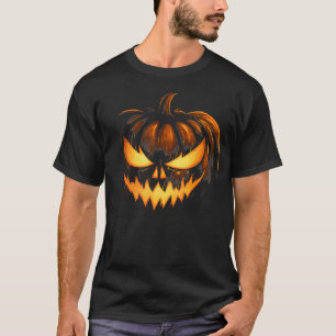 Beängstigend Carved Pumpkin Face Kürbislaterne Hal T-Shirt