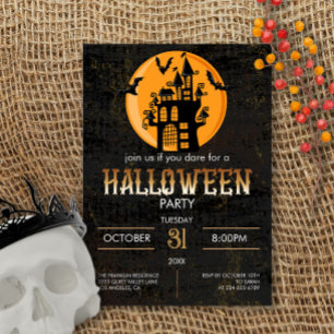 Beängstigend Castle Flying Bats Halloween-Party Einladung