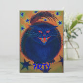 Beängstigend Cat Blue Einladung "Party" (Stehend Vorderseite)