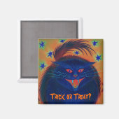 Beängstigend Cat Blue "Trick or Treat?" Kühlschran Magnet (Vorderseite/Rückseite)