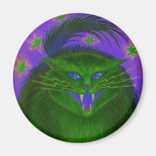 Beängstigend Cat Green Kühlschrankmagnet
