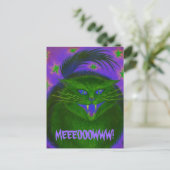 Beängstigend Cat Green 'MEEEOOOOWWW' Postkarte (Stehend Vorderseite)