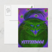 Beängstigend Cat Green 'MEEEOOOOWWW' Postkarte (Vorne/Hinten)