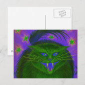 Beängstigend Cat Green Postcard horizontal Postkarte (Vorne/Hinten)