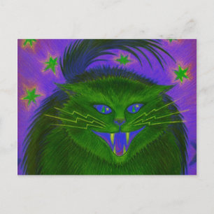 Beängstigend Cat Green Postcard horizontal Postkarte
