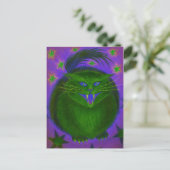 Beängstigend Cat Green Postkarte (Stehend Vorderseite)