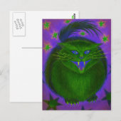 Beängstigend Cat Green Postkarte (Vorne/Hinten)