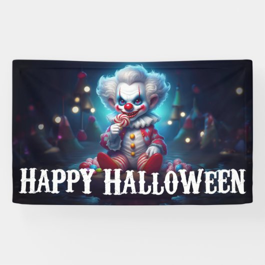 Beängstigend Clown Happy Halloween Banner (Horizontal)