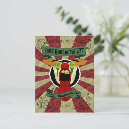 Beängstigend Clown Postkarte (Stehend Vorderseite)