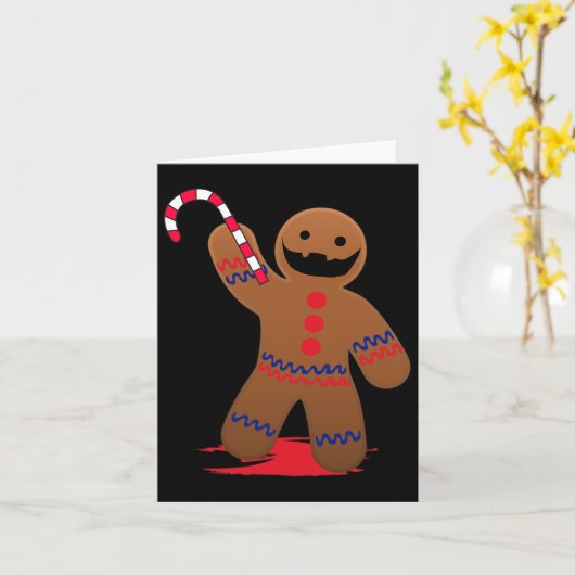 Beängstigend Death Gingerbrot Man zu Halloween Karte (Gelbe Blume)