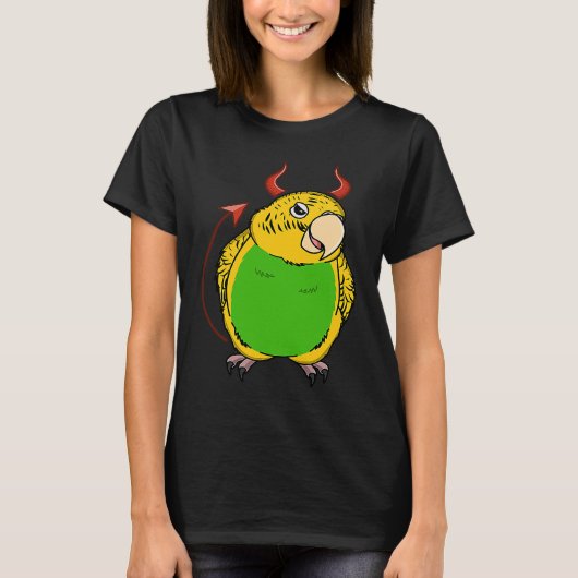 Beängstigend Devil Costume Parrot I Yellow Budgie T-Shirt (Vorderseite)