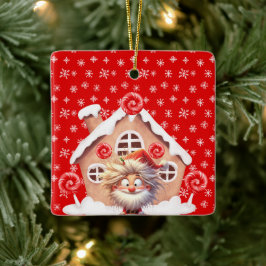 Beängstigend Elf Candy Gingerbread House Keramikornament