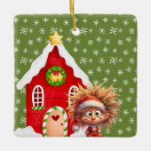 Beängstigend Elf Candy Gingerbread House Keramikornament (Vorderseite)