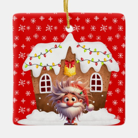 Beängstigend Elf Candy Gingerbread House Keramikornament (Vorderseite)