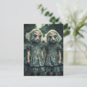 Beängstigend Fisch Twins Horror Postkarte (Stehend Vorderseite)
