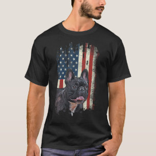 Beängstigend Französisch Bulldog American Flag Pat T-Shirt