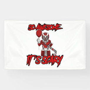 Beängstigend Funny Halloween Clown Hockey Goalie Banner