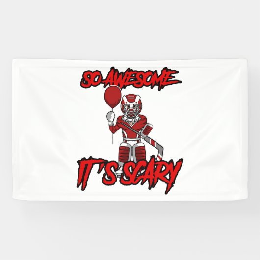 Beängstigend Funny Halloween Clown Hockey Goalie Banner (Horizontal)