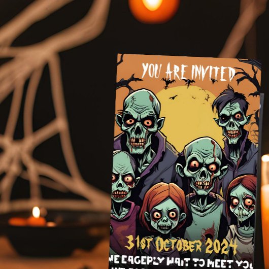 Beängstigend Funny Zombie Family Halloween-Party Einladung