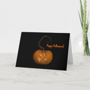 Beängstigend Ghost Carved Pumpkin Halloween Card Karte