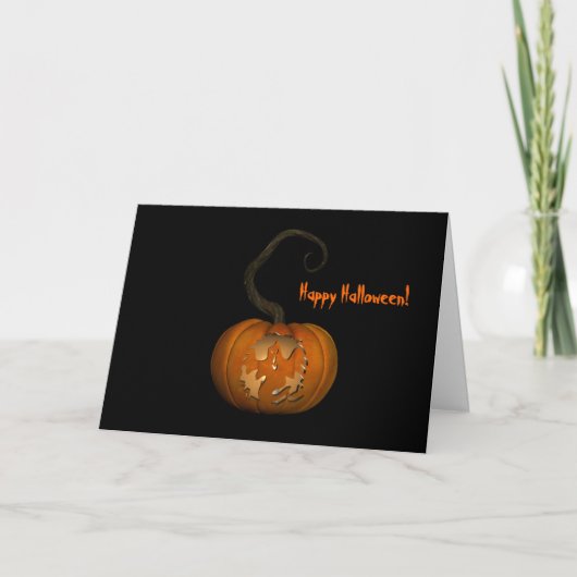 Beängstigend Ghost Carved Pumpkin Halloween Card Karte (Vorderseite)