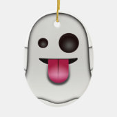 Beängstigend Ghost Emoji Cooler Spaß Keramikornament (Vorne)
