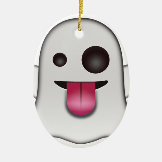 Beängstigend Ghost Emoji Cooler Spaß Keramikornament (Vorne)