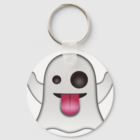 Beängstigend Ghost Emoji Cooler Spaß Schlüsselanhänger (Vorderseite)