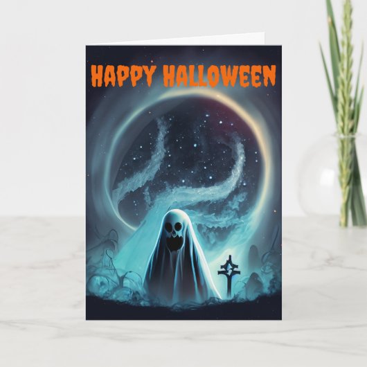 Beängstigend Ghost Halloween Karte (Vorderseite)