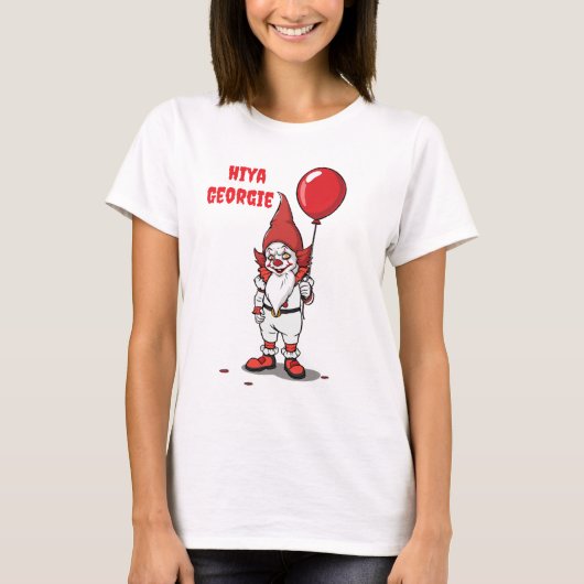 Beängstigend Gnome Clown Hiya Georgie T-Shirt (Vorderseite)