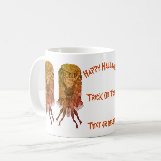 Beängstigend Goblin Grabstein Halloween Personalis Kaffeetasse (Vorderseite Links)