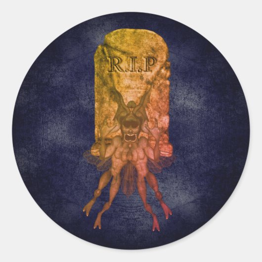 Beängstigend Goblin Grabstein Halloween Runder Aufkleber (Vorderseite)