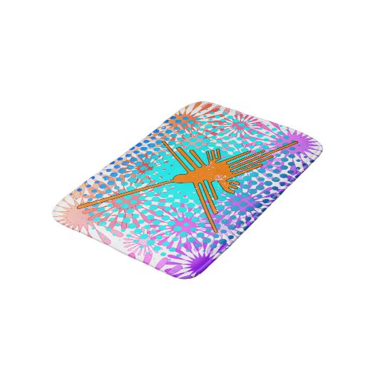 Beängstigend Golden Nazca Lines Hummingbird Badematte (Schrägansicht)