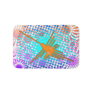 Beängstigend Golden Nazca Lines Hummingbird Badematte