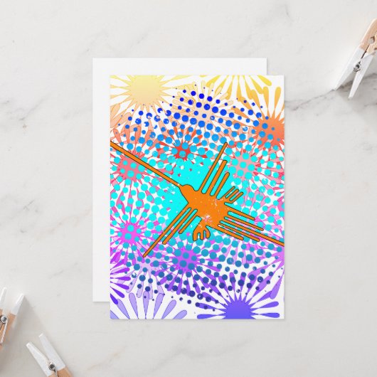 Beängstigend Golden Nazca Lines Hummingbird Karte (Vorderseite/Rückseite Beispiel)