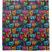 Beängstigend Graffiti Cats Muster Duschvorhang (Vorderseite)