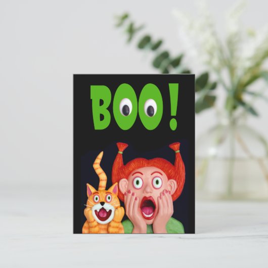 Beängstigend Halloween Boo Postkarte (Stehend Vorderseite)