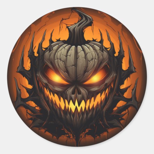 Beängstigend Halloween Pumpkin Runder Aufkleber (Vorderseite)