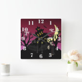 Beängstigend Halloween Quadratische Wanduhr (Zuhause)