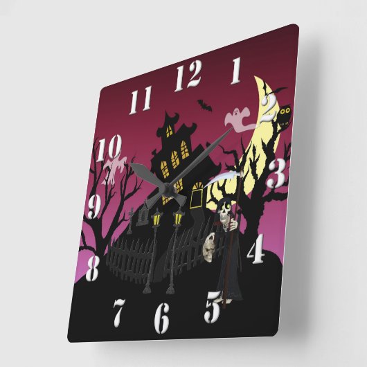 Beängstigend Halloween Quadratische Wanduhr (Winkel)