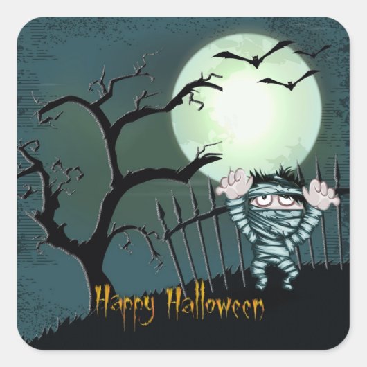 Beängstigend Halloween Quadratischer Aufkleber (Vorderseite)