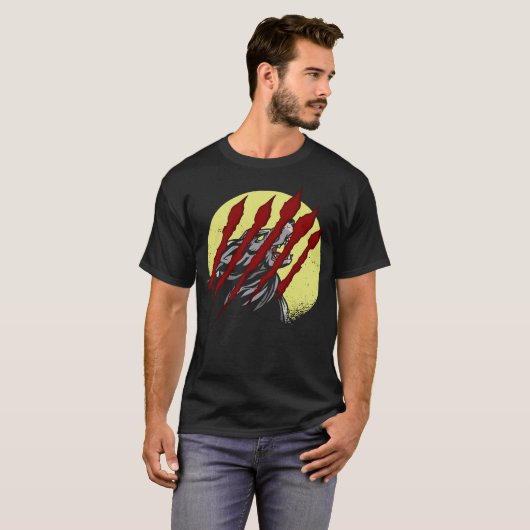 Beängstigend Halloween Werewolf Full Moon T-Shirt (Vorne ganz)