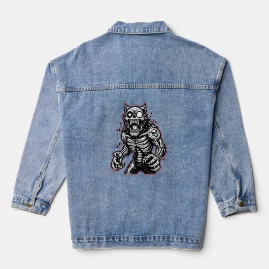 Beängstigend Halloween Zombie Werewolf Jeansjacke (Rückseite)