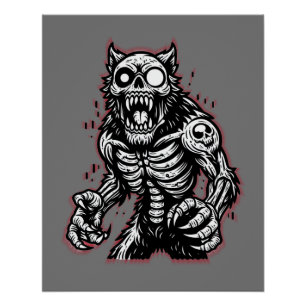 Beängstigend Halloween Zombie Werewolf Poster