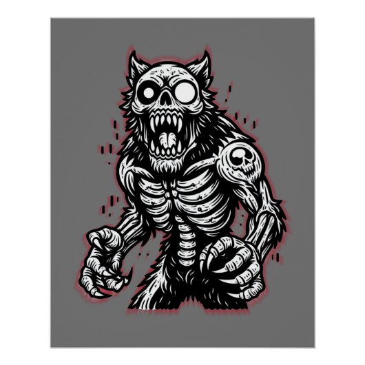 Beängstigend Halloween Zombie Werewolf Poster (Vorderseite)