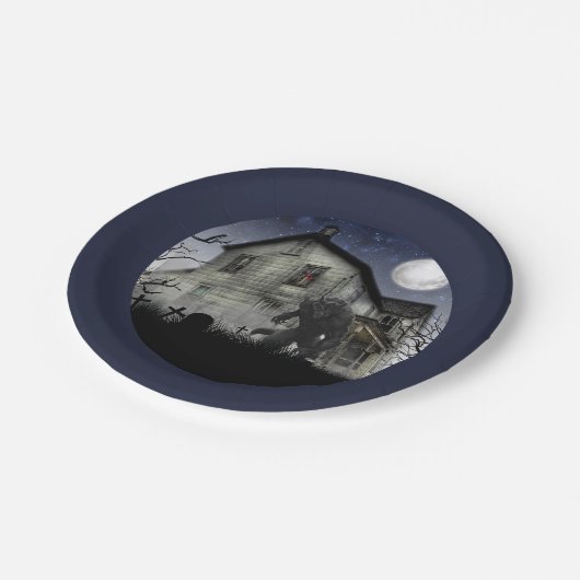 Beängstigend Happy Halloween Werewolf Pappteller (Schrägansicht)