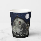 Beängstigend Happy Halloween Werewolf Party Pappbecher (Rückseite)